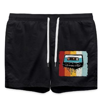 Fusion de cassettes rétro - Short de bain - noir - Devant - AI Model Male 185 light (185cm)