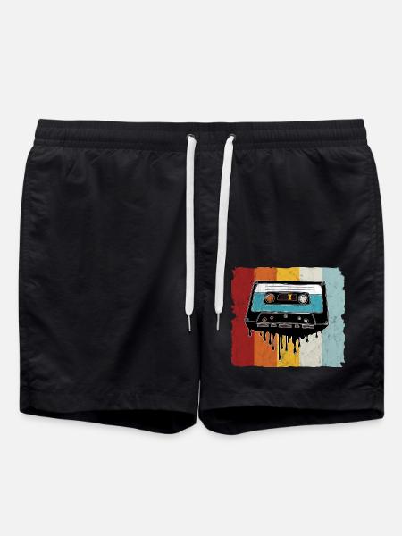 Retro Kassette schmelzend - Badeshorts - Schwarz