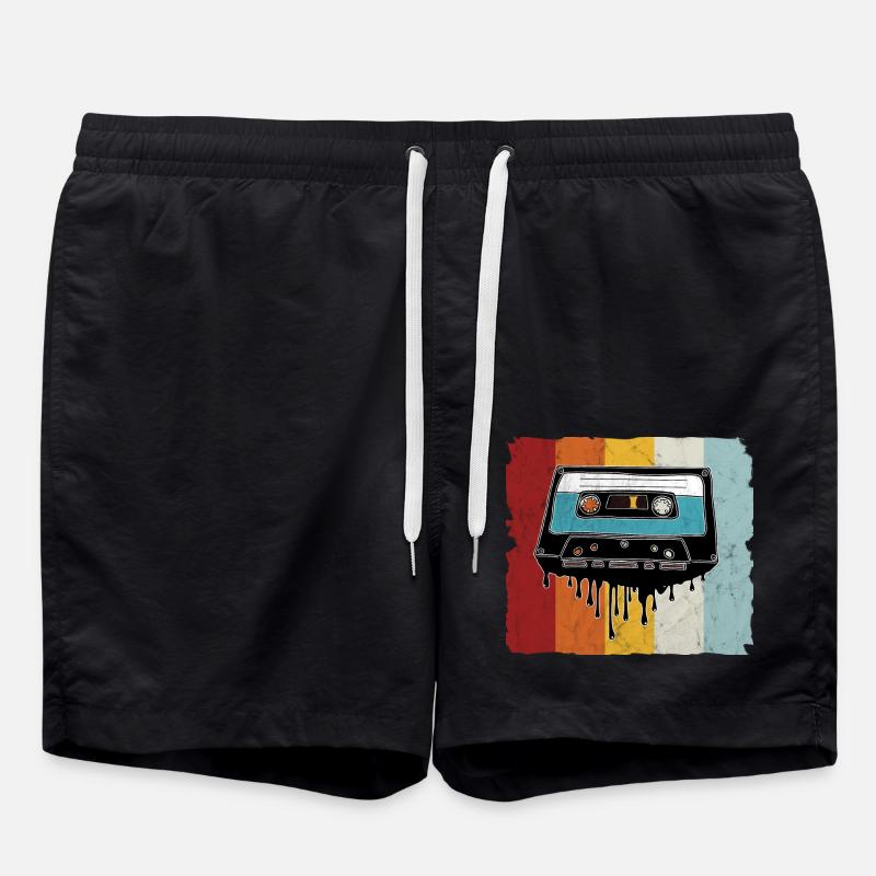 Retro Kassette schmelzend - Badeshorts - Schwarz