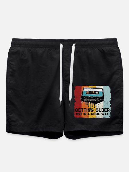 Retro Kassette Spruch - Badeshorts - Schwarz