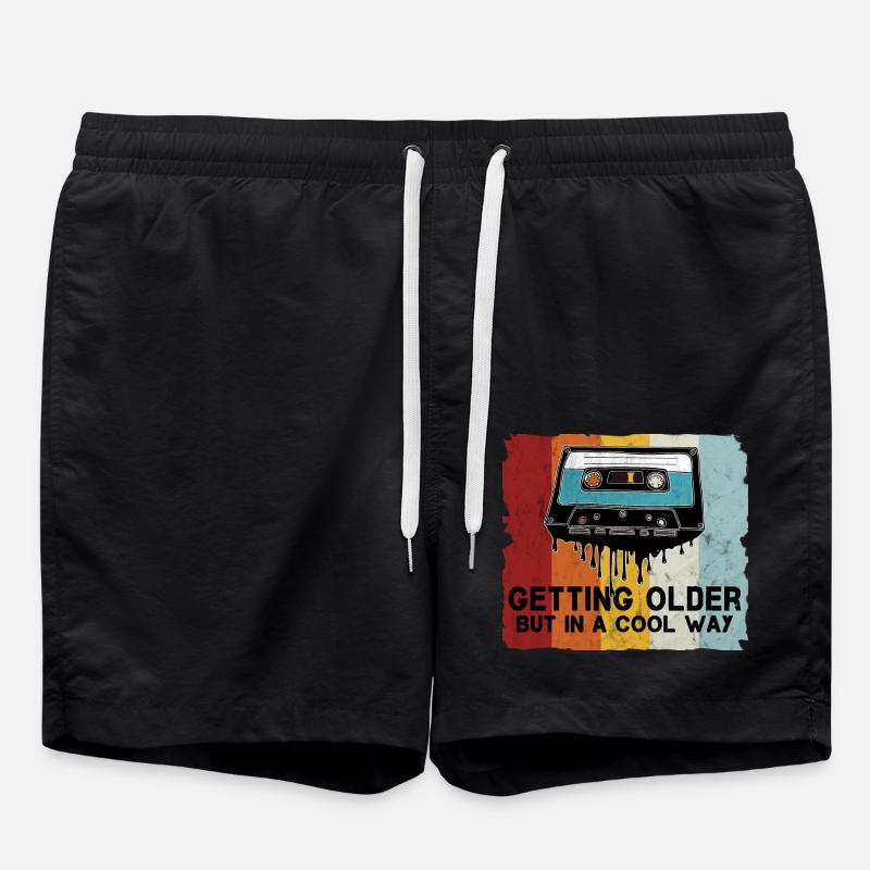 Retro cassette saying - Swim Trunks - black