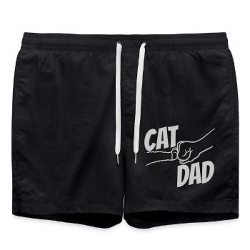 Cat Dad Logo Design - Badeshorts - Schwarz - Vorne - AI Model Male 185 light (185cm)