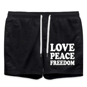 Love peace freedom - Badeshorts - Schwarz - Vorne - AI Model Male 185 light (185cm)