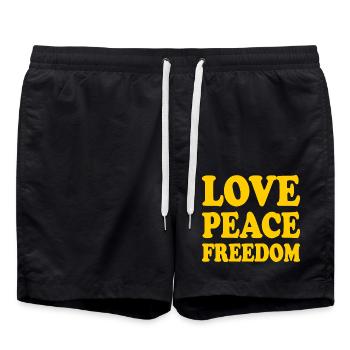 Love peace freedom - Badeshorts - Schwarz - Vorne - AI Model Male 185 light (185cm)
