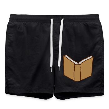 Offenes Buch von hinten - Badeshorts - Schwarz - Vorne - AI Model Male 185 light (185cm)