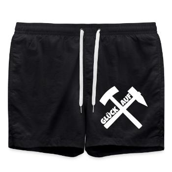 Glück auf Erzgebirge - Badeshorts - Schwarz - Vorne - AI Model Male 185 light (185cm)