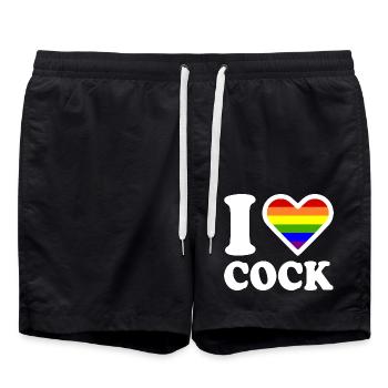 I love cock - Swim Trunks - black - Front - AI Model Male 185 light (185cm)