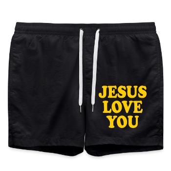 Jesus love you - Short de bain - noir - Devant - AI Model Male 185 light (185cm)