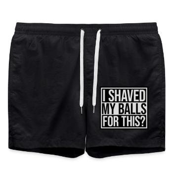 I shaved my balls - Swim Trunks - black - Front - AI Model Male 185 light (185cm)