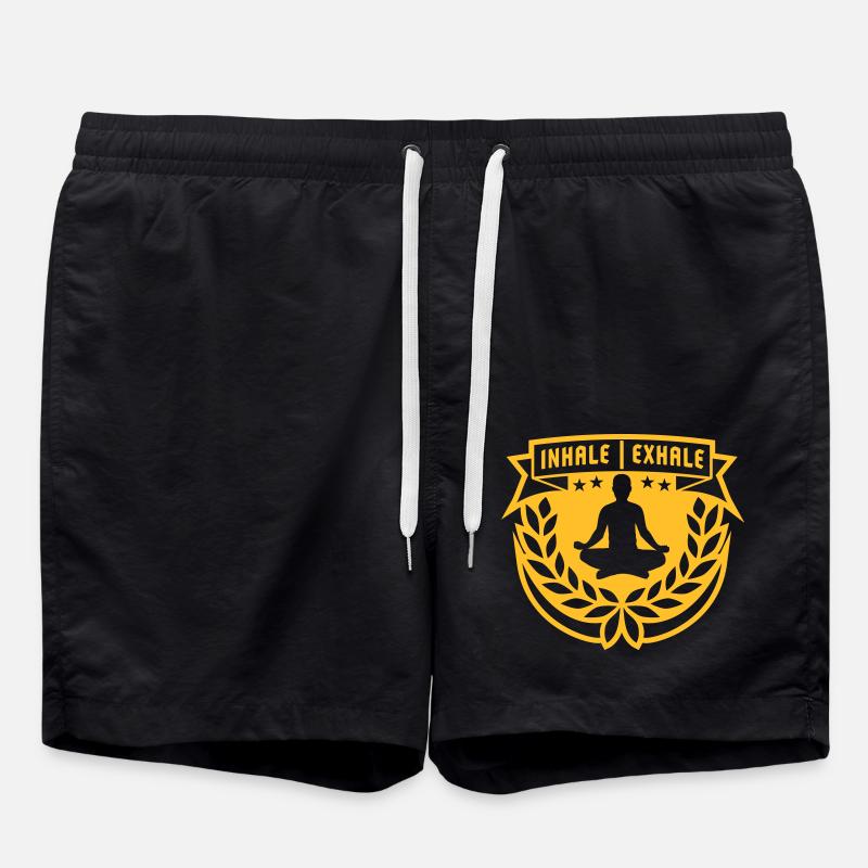 inhale exhale yoga quote - Swim Trunks - black