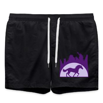 Sun Beach Palm Horse - Swim Trunks - black - Front - AI Model Male 185 light (185cm)