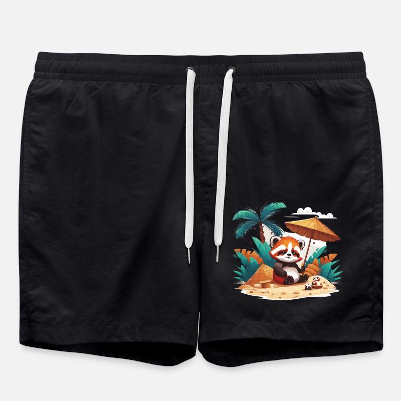 Panda roux sur une île - Short de bain - noir