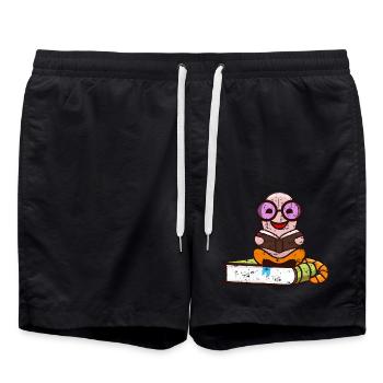 Un rat de bibliothèque nerd lit des livres grunge - Short de bain - noir - Devant - AI Model Male 185 light (185cm)