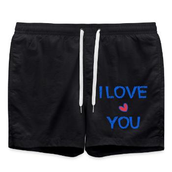 DAD. FATHER'S DAY. HAPPY FATHER'S DAY. HAPPY BIRTHDAY - Swim Trunks - black - Front - AI Model Male 185 light (185cm)