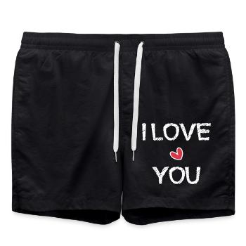 LOVE. SAINT VALENTIN. EVJF. JE T'AIME. I LOVE YOU. - Short de bain - noir - Devant - AI Model Male 185 light (185cm)