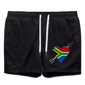 Südafrika Flagge Herz verliebt - Badeshorts - Schwarz - Vorne - AI Model Male 185 light (185cm)