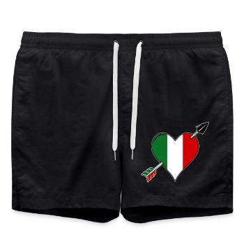 Italy flag heart in love - Swim Trunks - black - Front - AI Model Male 185 light (185cm)