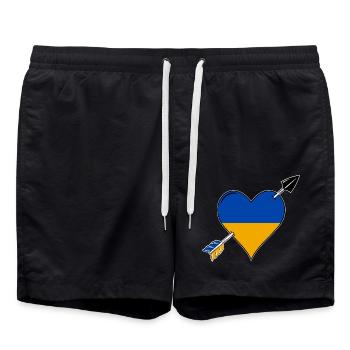 Ukraine flag heart in love - Swim Trunks - black - Front - AI Model Male 185 light (185cm)