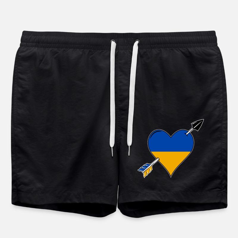 Ukraine drapeau coeur amoureux - Short de bain - noir