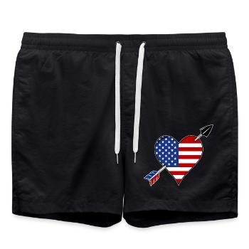 Drapeau des États-Unis Heart Love - Short de bain - noir - Devant - AI Model Male 185 light (185cm)