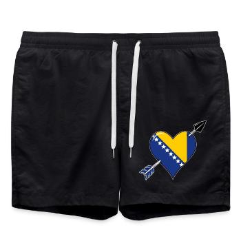 Bosnia flag heart love - Swim Trunks - black - Front - AI Model Male 185 light (185cm)