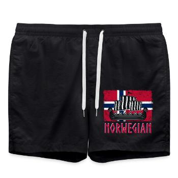 Norwegen Norwegischer Wikinger Wikinger Spaß Walhalla Odin - Badeshorts - Schwarz - Vorne - AI Model Male 185 light (185cm)