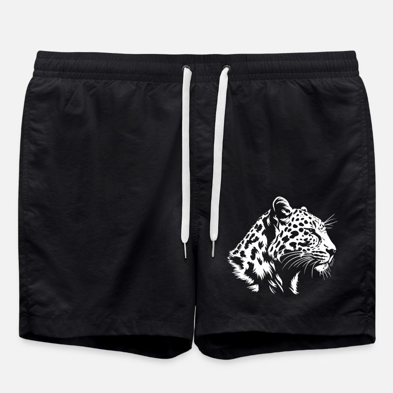 Leopard - Badeshorts - Schwarz