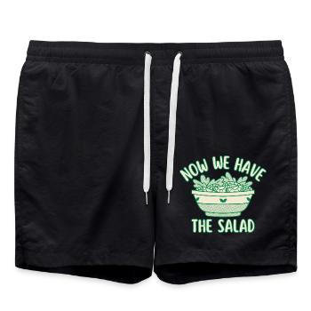 Now We Have The Salad – Funny Denglish Salad - Swim Trunks - black - Front - AI Model Male 185 light (185cm)