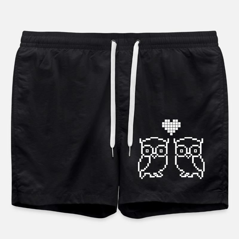 hibou pixel amour - Short de bain - noir