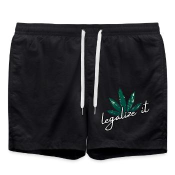 Legalize Marijuana Cannabis Weed Ganja Mary Jane - Swim Trunks - black - Front - AI Model Male 185 light (185cm)