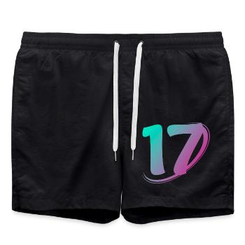 Nummer 17 mehrfarbig - Badeshorts - Schwarz - Vorne - AI Model Male 185 light (185cm)