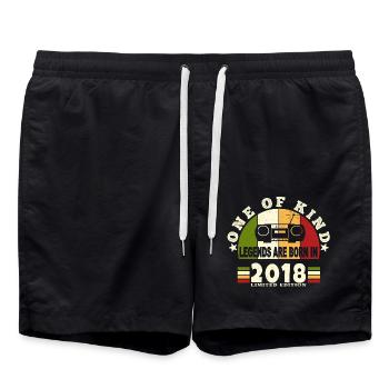 2018 Birth of legend 2018 born in 2018 annivers - Swim Trunks - black - Front - AI Model Male 185 light (185cm)