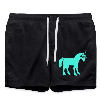 Cool Cyan DJ Licorne Créature mythique Fête Musique de club - Short de bain - noir - Devant - AI Model Male 185 light (185cm)