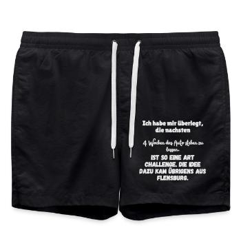 « 4 semaines sans voiture » - Short de bain - noir - Devant - AI Model Male 185 light (185cm)