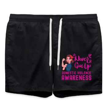 Never give up domestic violence awareness - Swim Trunks - black - Front - AI Model Male 185 light (185cm)