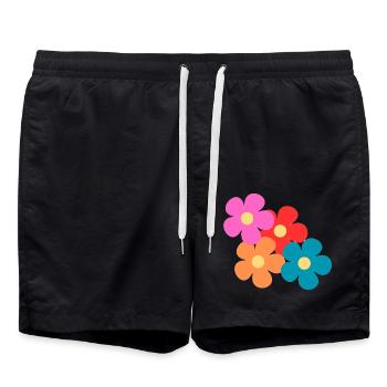 Les 4 fleurs - Short de bain - noir - Devant - AI Model Male 185 light (185cm)