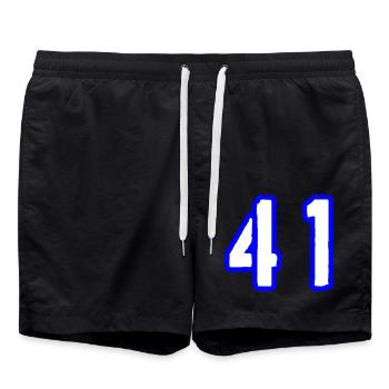 41 Zahl Symbol - Badeshorts - Schwarz - Vorne - AI Model Male 185 light (185cm)