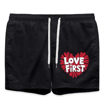 love first - Badeshorts - Schwarz - Vorne - AI Model Male 185 light (185cm)