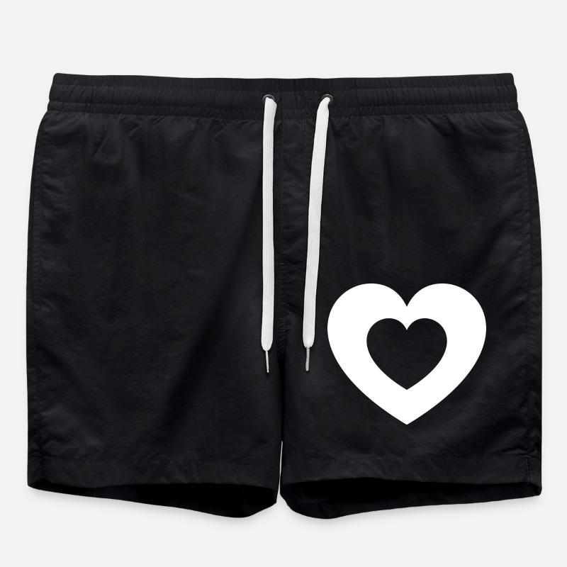 2 hearts - Swim Trunks - black