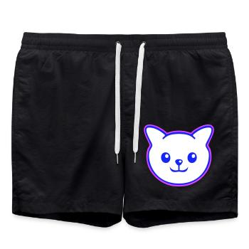 Jolie chatte Ayant l’air heureuse Joyeuse Souriante - Short de bain - noir - Devant - AI Model Male 185 light (185cm)