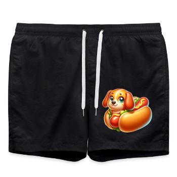 Hot Dog Hund - Swim Trunks - black - Front - AI Model Male 185 light (185cm)
