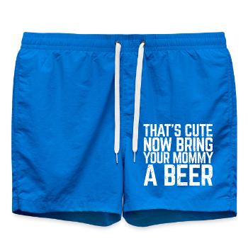 That's Cute Now Bring Your Mommy A Beer Lover Gift - Swim Trunks - cobalt blue - Front