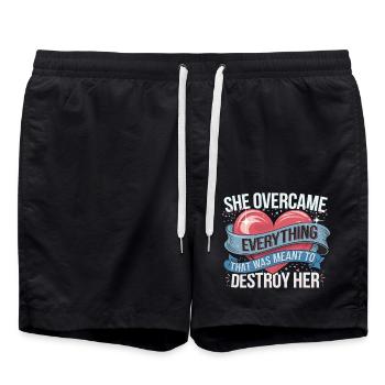 She Overcame What Was Meant To Destroy 9 - Badeshorts - Schwarz - Vorne - AI Model Male 185 light (185cm)