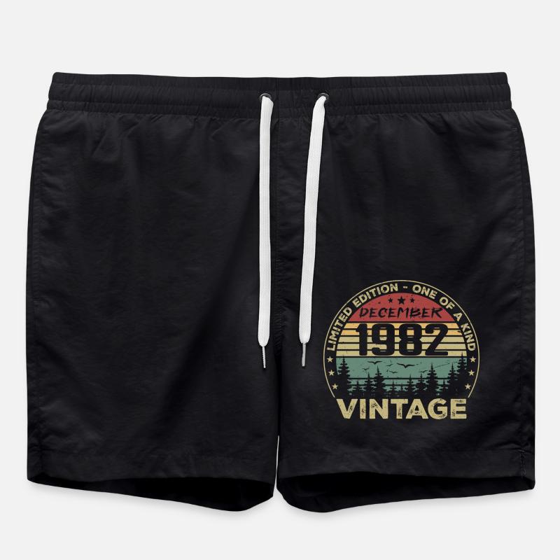 Vintage Retro Dezember 1982 Geburtstagsgeschenk - Badeshorts - Schwarz