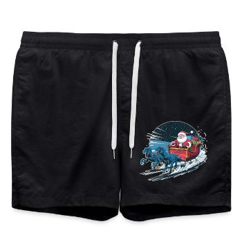 Santa Claus riding a sleigh - Swim Trunks - black - Front - AI Model Male 185 light (185cm)