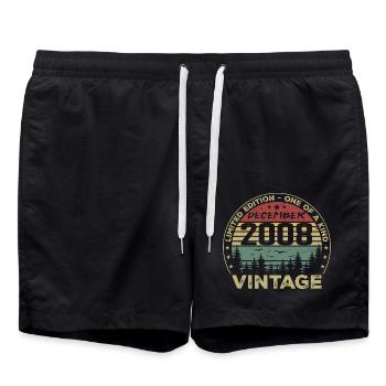 Retro Vintage Dezember 2008 Geburtstagsgeschenk - Badeshorts - Schwarz - Vorne - AI Model Male 185 light (185cm)