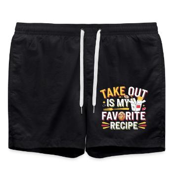 Take Out Is My Favorite Recipe 4 - Badeshorts - Schwarz - Vorne - AI Model Male 185 light (185cm)