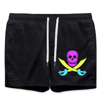 Crâne de pirate Sabre épées squelette crâne - Short de bain - noir - Devant - AI Model Male 185 light (185cm)