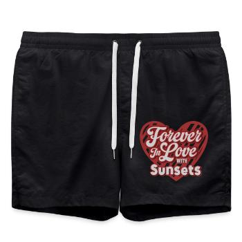 Forever In Love With Sunsets Heart Art - Swim Trunks - black - Front - AI Model Male 185 light (185cm)