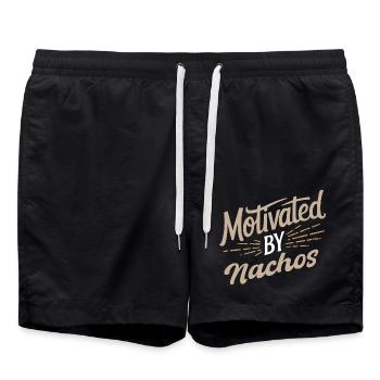 Motiviert von Nachos Enthusiast Snack Design - Badeshorts - Schwarz - Vorne - AI Model Male 185 light (185cm)